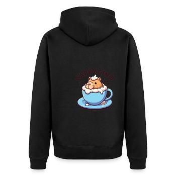 Cappyccino Capybara Café Cappuccino - Veste à capuche bio Premium Unisexe - noir - Dos - Nico (187cm)