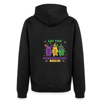 Mardi Gras Capybara Faschings Kostüm - Unisex Premium Bio Zip Hoodie - Schwarz - Hinten - Nico (187cm)