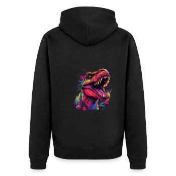 Watercolor Colorful T-rex Colorful Animals - Unisex Premium Organic Zip Hoodie - black - Back - Nico (187cm)