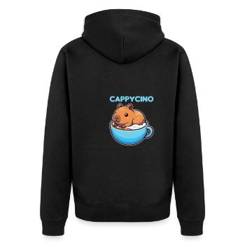 Cappyccino Capybara Café Cappuccino - Veste à capuche bio Premium Unisexe - noir - Dos - Nico (187cm)