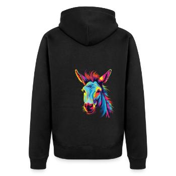 Wasserfarben Farbenfroher Esel bunte Tiere - Unisex Premium Bio Zip Hoodie - Schwarz - Hinten - Nico (187cm)
