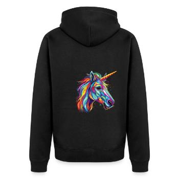 Watercolor Colorful Unicorn Colorful Animals - Unisex Premium Organic Zip Hoodie - black - Back - Nico (187cm)