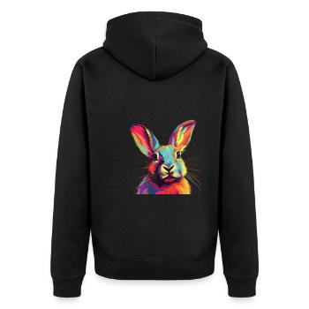 Watercolor Colorful Bunny Colorful Animals - Unisex Premium Organic Zip Hoodie - black - Back - Nico (187cm)