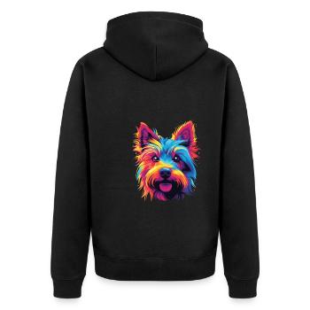 Watercolor Colorful Australian Silky Terrier - Unisex Premium Organic Zip Hoodie - black - Back - Nico (187cm)