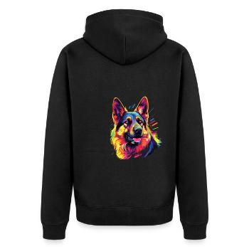Watercolor Colorful German Shepherd - Unisex Premium Organic Zip Hoodie - black - Back - Nico (187cm)