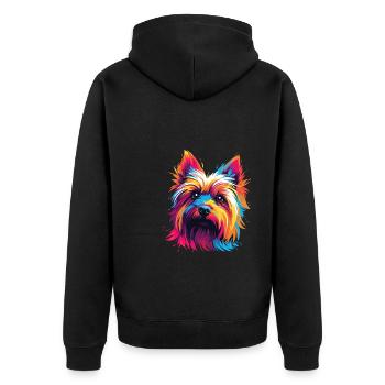 Aquarelle coloré Silky Terrier - Veste à capuche bio Premium Unisexe - noir - Dos - Nico (187cm)