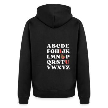 ABC I love you Kinder Wombat Valentinstag - Unisex Premium Bio Zip Hoodie - Schwarz - Hinten - Nico (187cm)