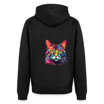 Watercolor Colorful Domestic Shorthair - Unisex Premium Organic Zip Hoodie - black - Back - Nico (187cm)