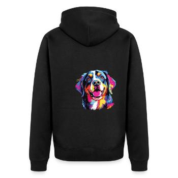 Aquarelle colorée Entlebucher Mountain Dog - Veste à capuche bio Premium Unisexe - noir - Dos - Nico (187cm)