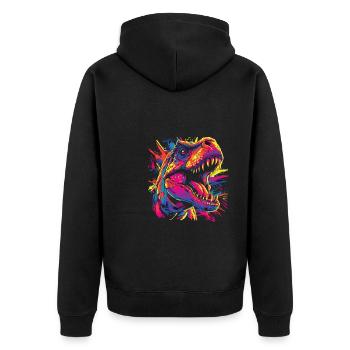 Watercolor Colorful T-rex Colorful Animals - Unisex Premium Organic Zip Hoodie - black - Back - Nico (187cm)