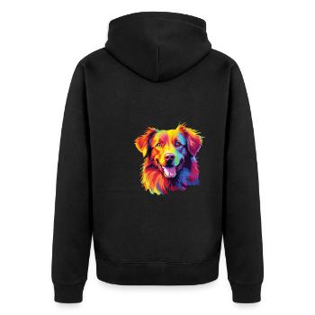 Watercolor Colorful Nova Scotia Duck Tolling - Unisex Premium Organic Zip Hoodie - black - Back - Nico (187cm)