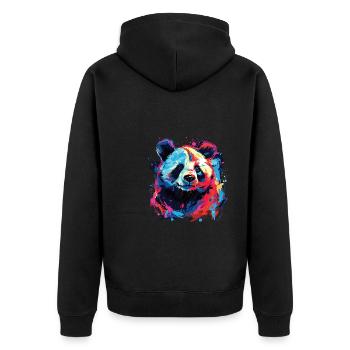 Wasserfarben Farbenfroher Panda bunte Tiere - Unisex Premium Bio Zip Hoodie - Schwarz - Hinten - Nico (187cm)