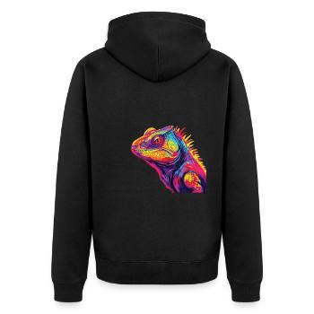 Watercolor Colorful Chameleon Colorful Animals - Unisex Premium Organic Zip Hoodie - black - Back - Nico (187cm)