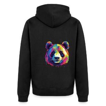 Wasserfarben Farbenfroher Panda bunte Tiere - Unisex Premium Bio Zip Hoodie - Schwarz - Hinten - Nico (187cm)
