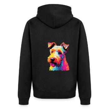 Aquarelle colorée Lakeland Terrier - Veste à capuche bio Premium Unisexe - noir - Dos - Nico (187cm)
