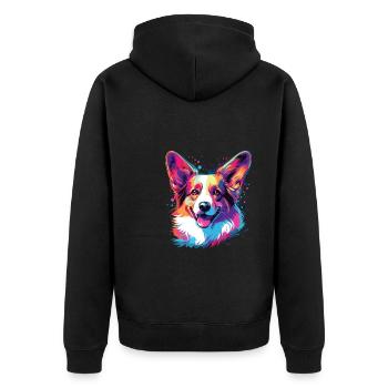 Aquarelle colorée Pembroke Welsh Corgi - Veste à capuche bio Premium Unisexe - noir - Dos - Nico (187cm)