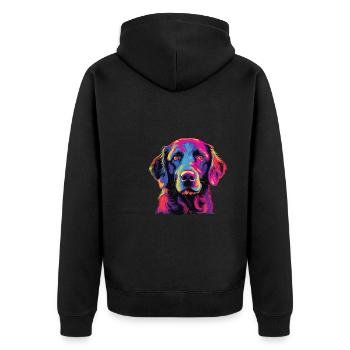Watercolor Colorful Curly Coated Retriever - Unisex Premium Organic Zip Hoodie - black - Back - Nico (187cm)