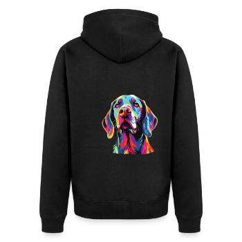 Watercolor Colorful Harrier - Unisex Premium Organic Zip Hoodie - black - Back - Nico (187cm)