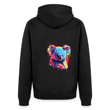 Wasserfarben Farbenfroher Koala bunte Tiere - Unisex Premium Bio Zip Hoodie - Schwarz - Hinten - Nico (187cm)