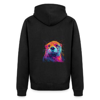 Watercolor Colorful Otter Colorful Animals - Unisex Premium Organic Zip Hoodie - black - Back - Nico (187cm)