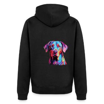 Watercolor Colorful Blue Lacy - Unisex Premium Organic Zip Hoodie - black - Back - Nico (187cm)