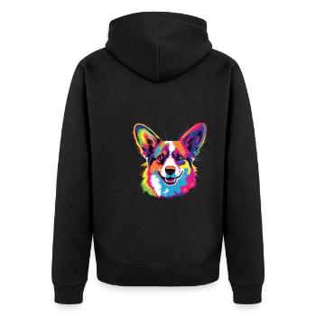 Aquarelle colorée Pembroke Welsh Corgi - Veste à capuche bio Premium Unisexe - noir - Dos - Nico (187cm)