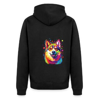 Aquarelle colorée Shiba Inu - Veste à capuche bio Premium Unisexe - noir - Dos - Nico (187cm)