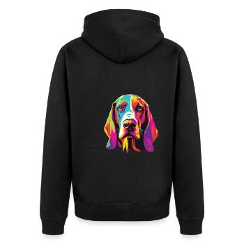 Watercolor Colorful Treeing Walker Coonhound - Unisex Premium Organic Zip Hoodie - black - Back - Nico (187cm)