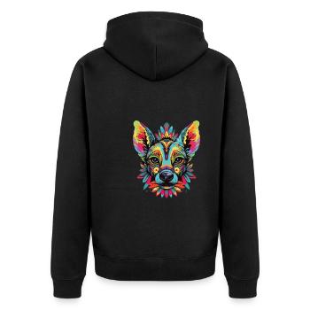 Aquarelle colorée chien nu péruvien - Veste à capuche bio Premium Unisexe - noir - Dos - Nico (187cm)