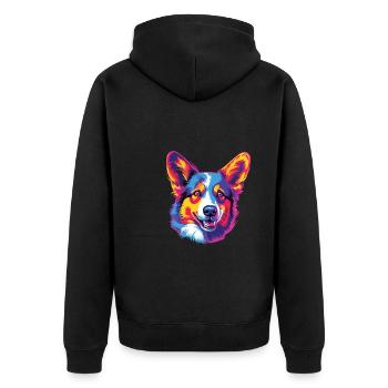 Aquarelle colorée Pembroke Welsh Corgi - Veste à capuche bio Premium Unisexe - noir - Dos - Nico (187cm)