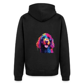 Aquarelle colorée chien d’eau espagnol - Veste à capuche bio Premium Unisexe - noir - Dos - Nico (187cm)