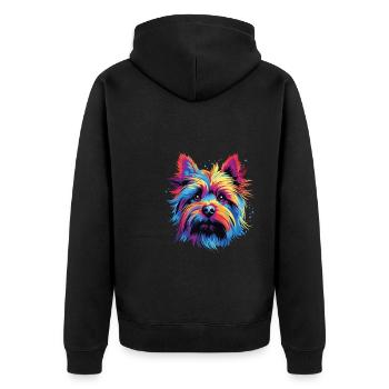 Watercolor Colorful Australian Silky Terrier - Unisex Premium Organic Zip Hoodie - black - Back - Nico (187cm)