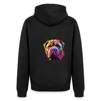 Shar Pei chinois coloré aquarelle - Veste à capuche bio Premium Unisexe - noir - Dos - Nico (187cm)