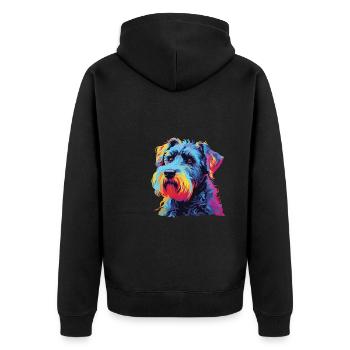 Wasserfarben Farbenfroher Kerry Blue Terrier - Unisex Premium Bio Zip Hoodie - Schwarz - Hinten - Nico (187cm)