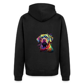 Watercolor Colorful Puggle - Unisex Premium Organic Zip Hoodie - black - Back - Nico (187cm)