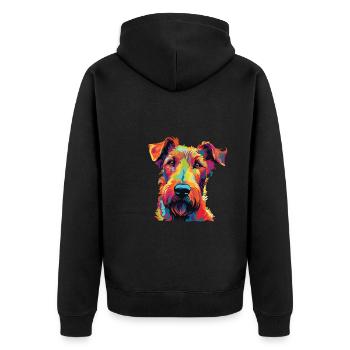 Watercolor Colorful Irish Terrier - Unisex Premium Organic Zip Hoodie - black - Back - Nico (187cm)
