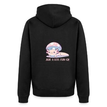 Süßes Cottage Core Axolotl Mit Pilz Wortspiel - Unisex Premium Bio Zip Hoodie - Schwarz - Hinten - Nico (187cm)