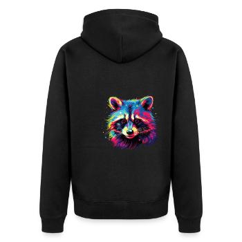 Watercolor Colorful Raccoon Colorful Animals - Unisex Premium Organic Zip Hoodie - black - Back - Nico (187cm)