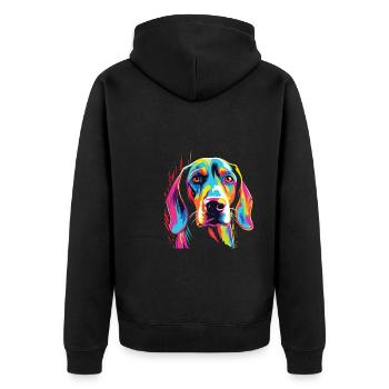 Watercolor Colorful Treeing Walker Coonhound - Unisex Premium Organic Zip Hoodie - black - Back - Nico (187cm)