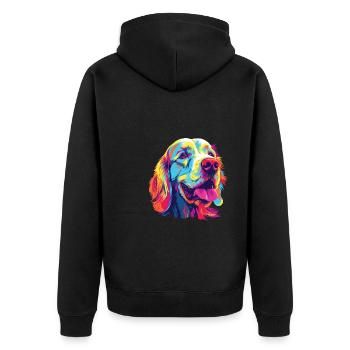 Watercolor Colorful Clumber Spaniel - Unisex Premium Organic Zip Hoodie - black - Back - Nico (187cm)