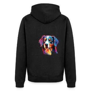 Aquarelle colorée Appenzeller Mountain Dog - Veste à capuche bio Premium Unisexe - noir - Dos - Nico (187cm)
