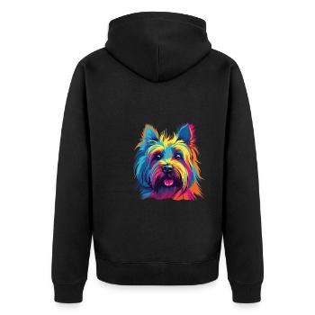 Aquarelle colorée Skye Terrier - Veste à capuche bio Premium Unisexe - noir - Dos - Nico (187cm)
