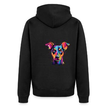 Watercolor Colorful German Pinscher - Unisex Premium Organic Zip Hoodie - black - Back - Nico (187cm)