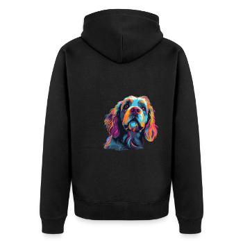 Watercolor Colorful Lion - Unisex Premium Organic Zip Hoodie - black - Back - Nico (187cm)