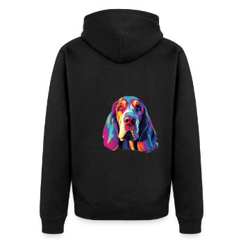 Aquarelle Colorée Basset Bleu de Gascogne - Veste à capuche bio Premium Unisexe - noir - Dos - Nico (187cm)