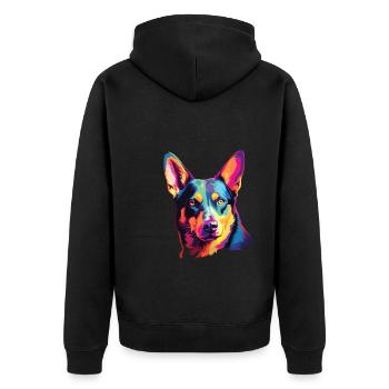 Watercolor Colorful Australian Kelpie - Unisex Premium Organic Zip Hoodie - black - Back - Nico (187cm)