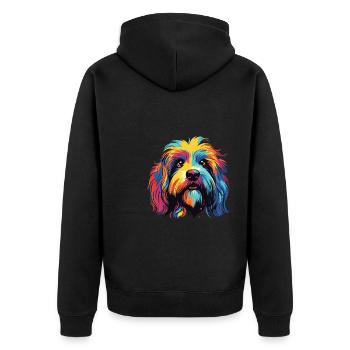 Aquarelle colorée épagneul tibétain - Veste à capuche bio Premium Unisexe - noir - Dos - Nico (187cm)