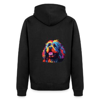Aquarelle Barbet coloré - Veste à capuche bio Premium Unisexe - noir - Dos - Nico (187cm)
