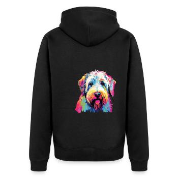 Watercolor Colorful Irish Soft Coated - Unisex Premium Organic Zip Hoodie - black - Back - Nico (187cm)