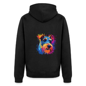 Wasserfarben Farbenfroher Drahthaar-Foxterrier - Unisex Premium Bio Zip Hoodie - Schwarz - Hinten - Nico (187cm)